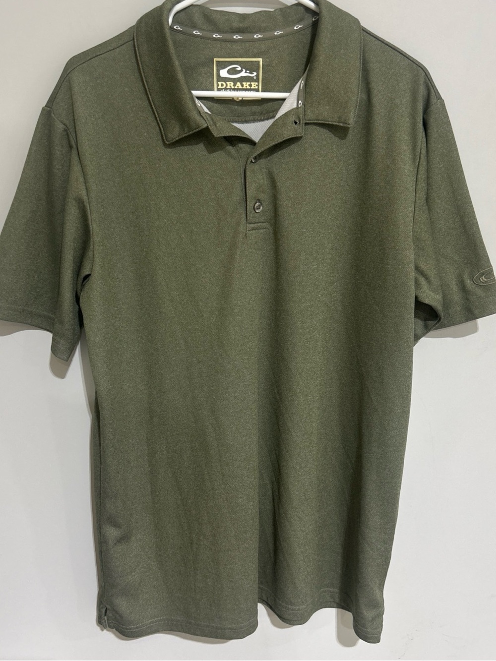Drake Waterfowl Polo Shirt Mens MEDIUM SOLID GREEN Short Sleeve PERFORMANCE